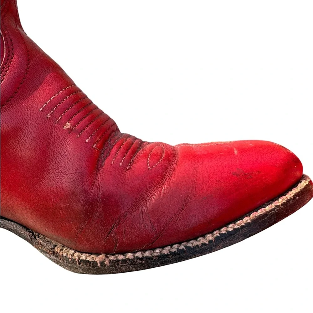 Ralph Lauren Polo Western Cowboy Boots Vintage 1980s Red Leather Flower Inlay - Picture 9 of 16